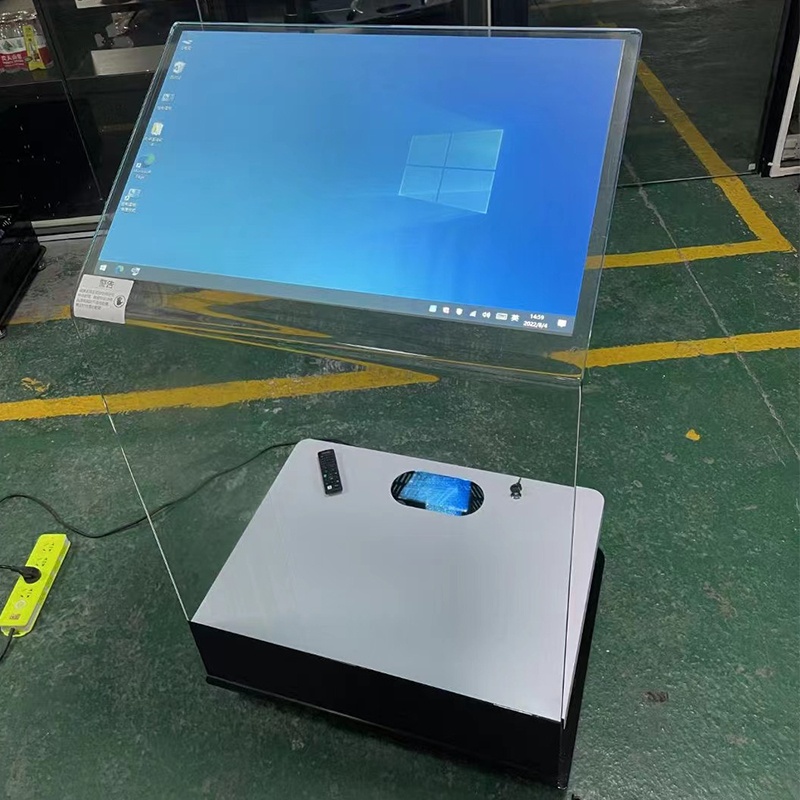 Kios Proyektor Interaktif Kaca Tempered Transparan 30 inci