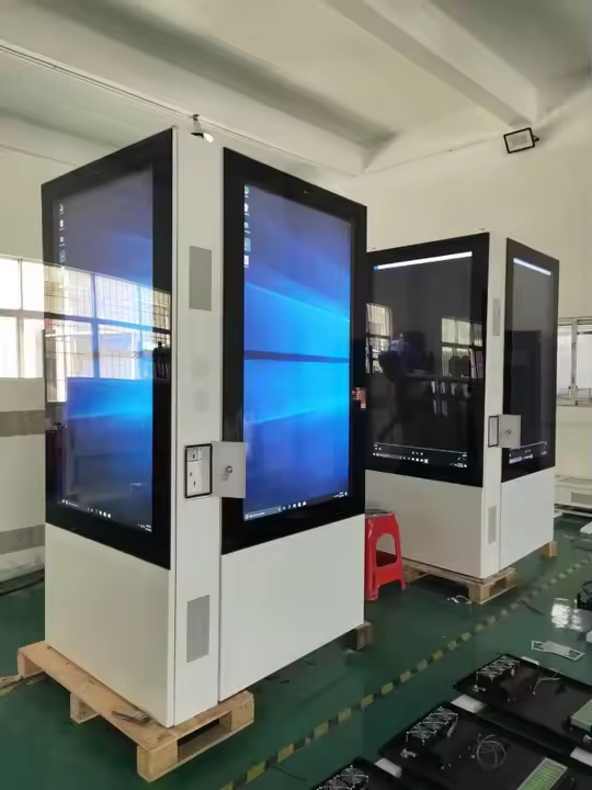 49 55 65 inci outdoor AG ar glass 4k papan digital dua sisi dengan 4G
